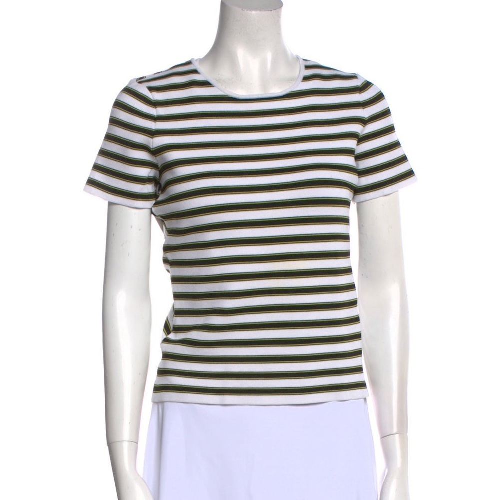 A.L.C. T-Shirt Striped‎ stretch Crew Neck cross back small minimalist